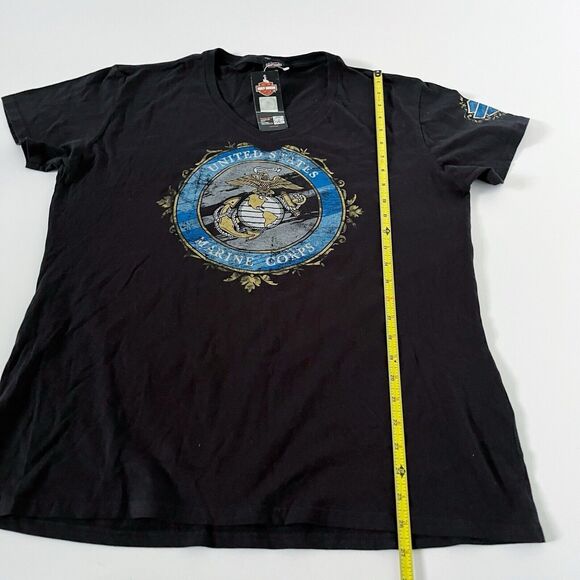 Harley-Davidson Motorcyles Womens XL US Marine Corps Black Graphic Tee Shirt Top - Picture 9 of 16